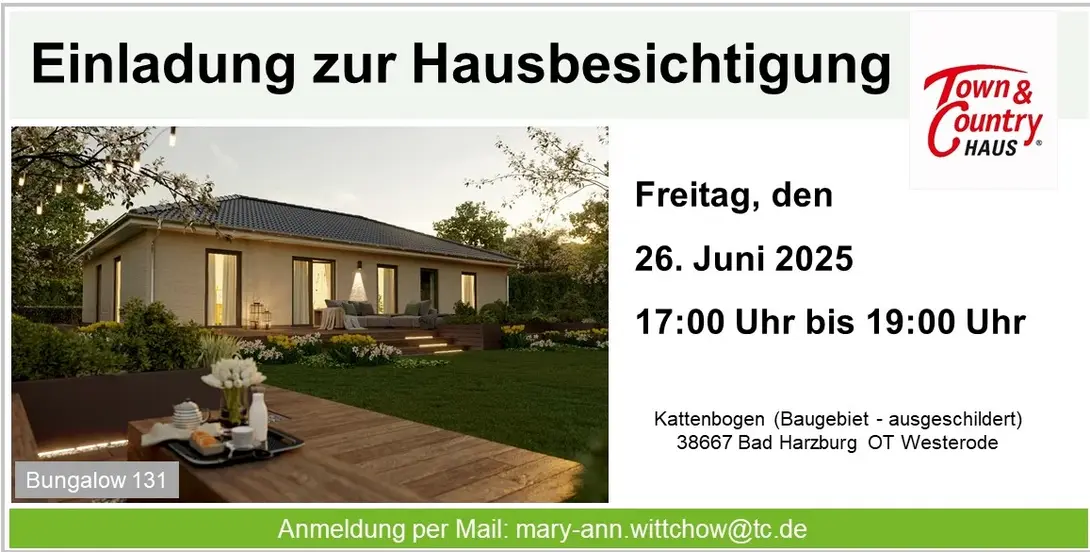 Hausbesichtigung Bungalow Bad Harzburg Westerode